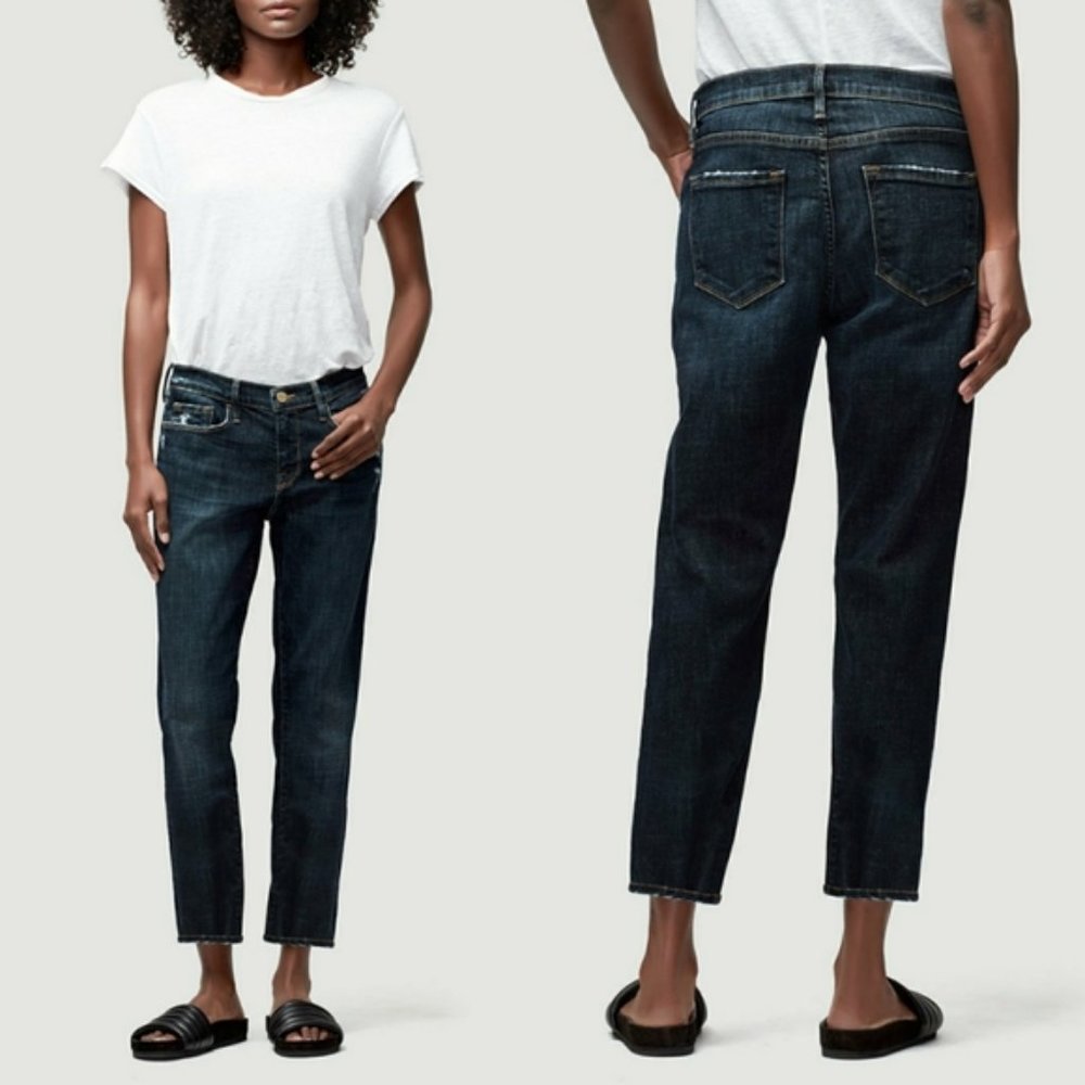 Frame Denim Dark Wash Cropped Ankle Jeans